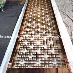 China Carved screens champagne stainless steel restaurant laser hollow wall panel supplier