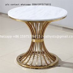 China Metal plated stainless steel marble table simple coffee round table supplier