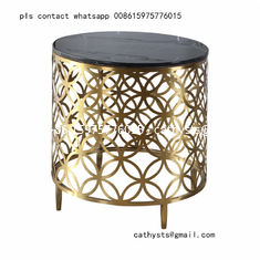 China gold-plating stainless steel marble table laser cutting design for hotel lobby supplier