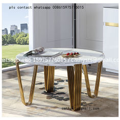 China European style creative stainless steel coffee table modern tempered glass table supplier