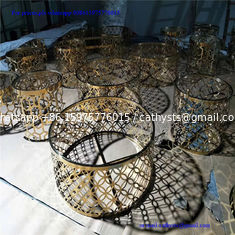 China Customized laser cutting grille table iron steel stainless gold color round coffee table supplier