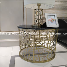 China luxurious hotel furniture bedroom stainless steel metal base gold mirror finish supplier