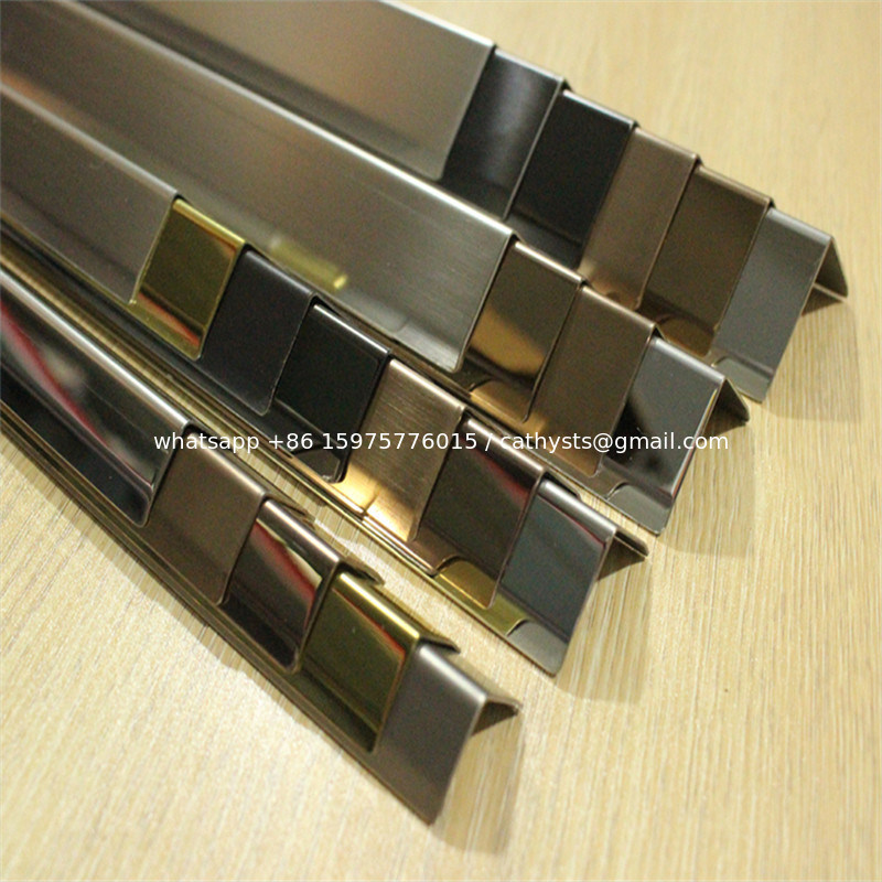 Brushed Finish Black Stainless Steel Angle U Shape Trim 201 304 316 wall ceiling door frame