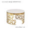gold-plating stainless steel marble table laser cutting design for hotel lobby supplier
