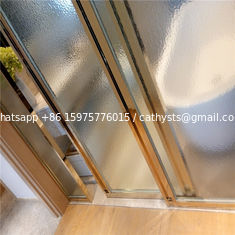 China Hotel bathroom brushed stainless steel rose gold framed glass partition screen supplier