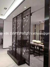 China Stainless Steel Rose Gold Wall Art Hanging Screens Fashionable Room Divider Designs Living Room Partition supplier