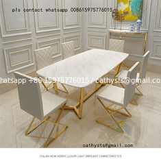 China sofa gold metal base table iron steel base marble table chair set supplier