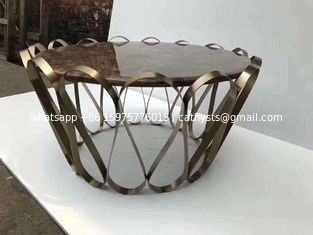 China hotel table furniture living room coffee table metal bronze round table supplier