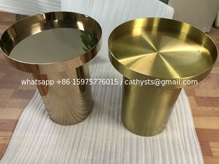 China copper plated metal mirror round coffee table gold stainless steel table supplier