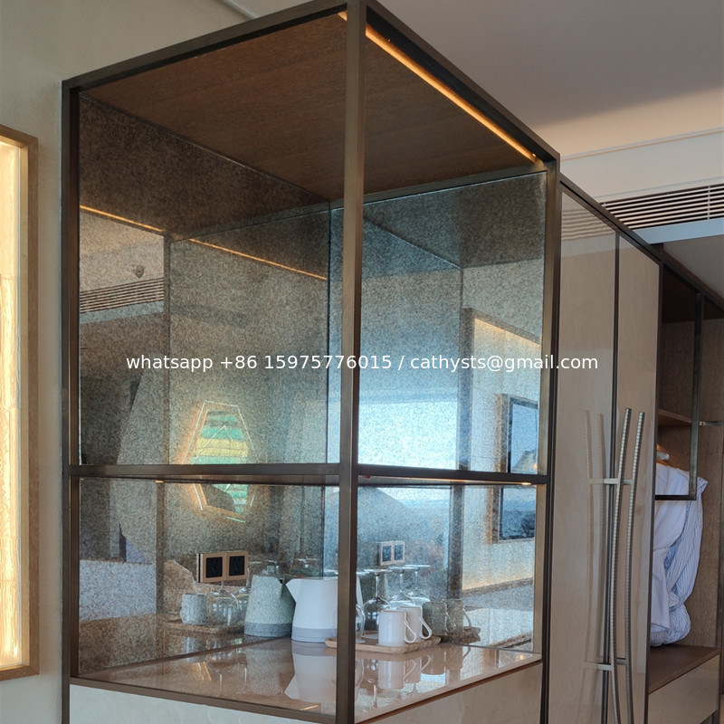 Clothing store display rack stainless steel drawing mirror titanium ...