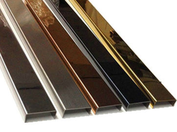 Hotel black titanium stainless steel curved lines , rose gold edging strip baseboard supplier