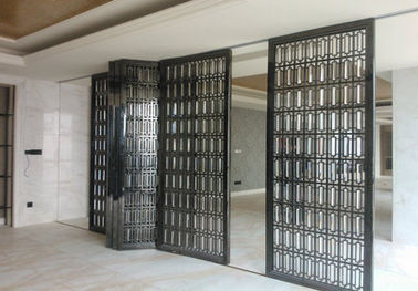 Carved screens champagne stainless steel restaurant laser hollow wall panel supplier