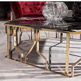 Modern metal furniture rose gold stainless steel table for living room supplier