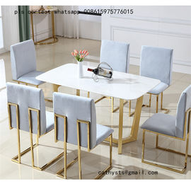 stainless steel dinning table gold metal base marble table leg supplier