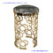 Customized laser cutting grille table iron steel stainless gold color round coffee table supplier