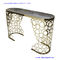 Customized laser cutting grille table iron steel stainless gold color round coffee table supplier