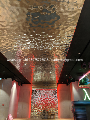 304 316 201 Mirror Polished Silver Gold Champagne Colored Beaten Stainless Steel Rippled Sheet For Soffit supplier