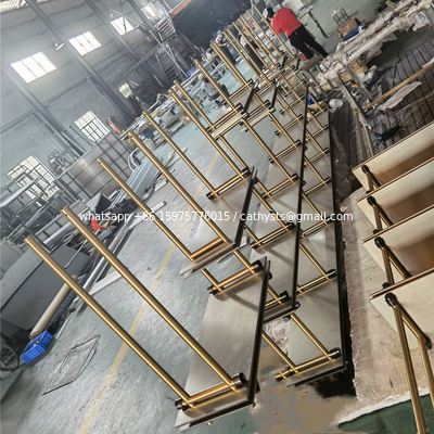 Hot Sale Modern Wall Mounted Used 304 316 Stainless Steel Gold Clothing Store Display Hanger Racks For Garment Sale supplier