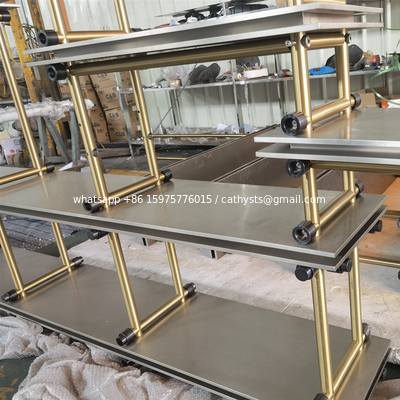 Custom Metal Display Rack Human Hair Extensions Salon Display Shelf Stainless Steel Wig Rack Extension Display Shelf supplier