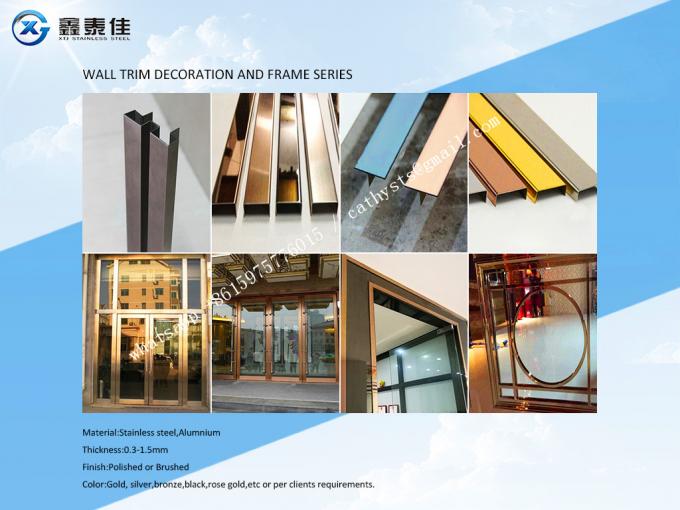 Hot sale stainless steel square bars, mirror stainless steel furniture trim, mosaic strip divider for hotel projects
