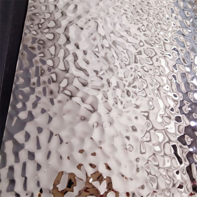 Reflecting irregular wavy metallic panels hammered stainless steel sheet mirror finish